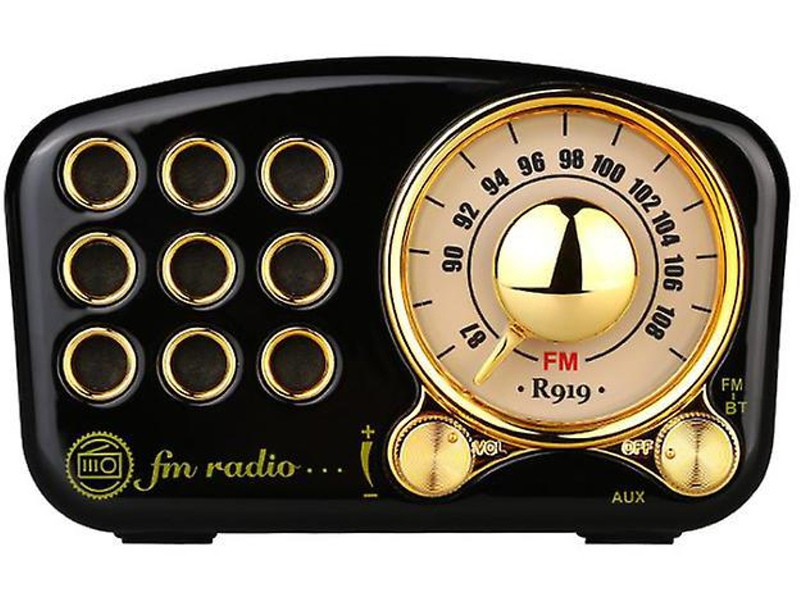 Alto Falante Retro Bluetooth, Rádio Fm Com Estilo Clássico Antigo, Reforço De Graves, Conexão Bluetooth 4.5,preto Yizhood