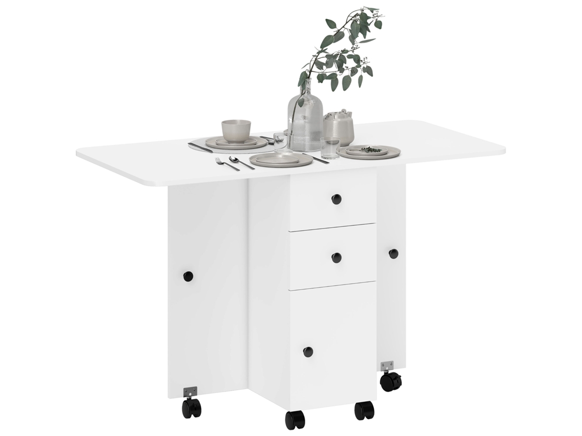 Mesa Dobrável S/MARCA, com Rodas, 120x60x76,5 Cm, Branco
