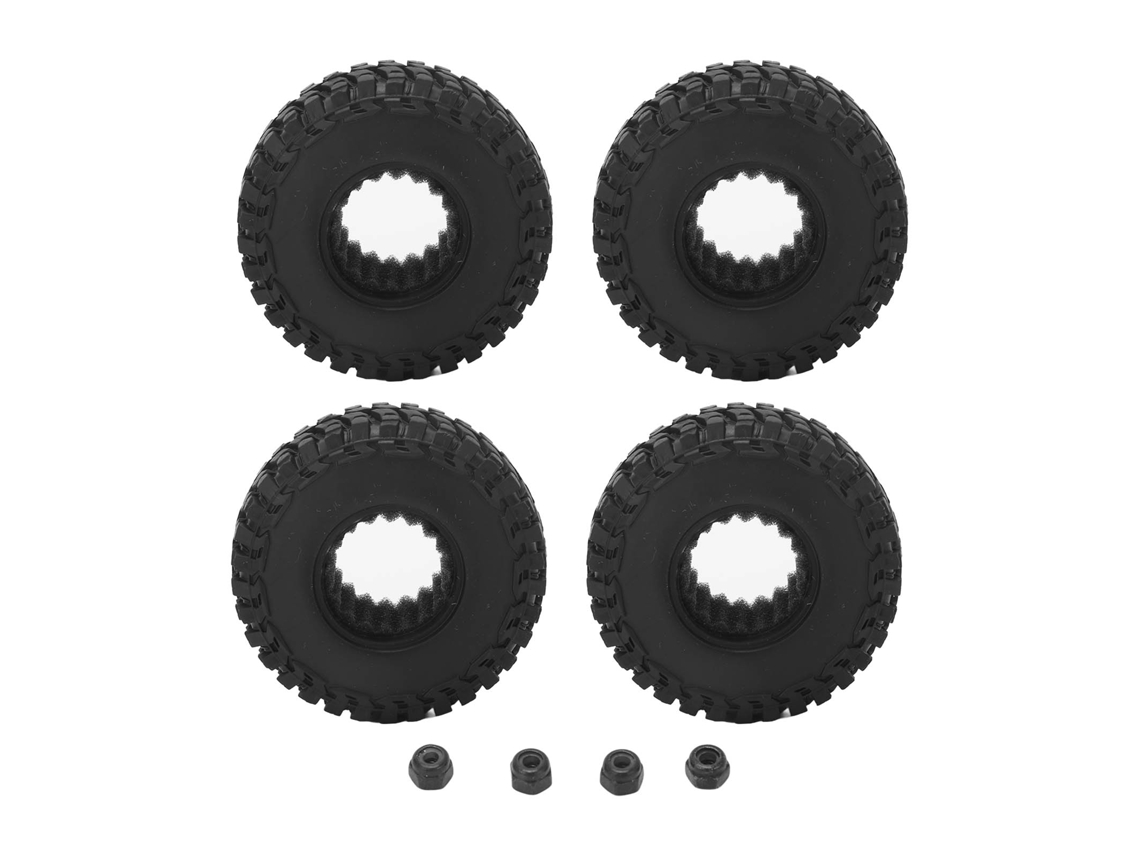 4 Pneus De Borracha Preta Com Apoio De Amortecimento Forte E Parafusos Antiderrapantes Para Carro Rc Axial Scx24 1/24