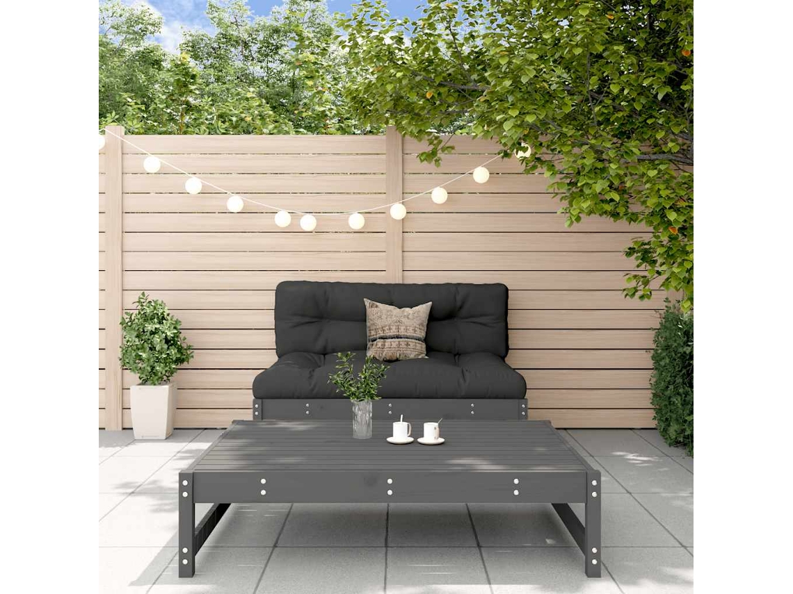 Vidaxl 2 Pcs Conjunto Lounge Jardim C/ Almofadões Madeira Maciça Cinza