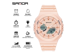 Relógio Eletrônico Multifuncional Moderno e Estiloso com Design Luminoso e À Prova D'água. MDUG (rosa Flor de Cerejeira)