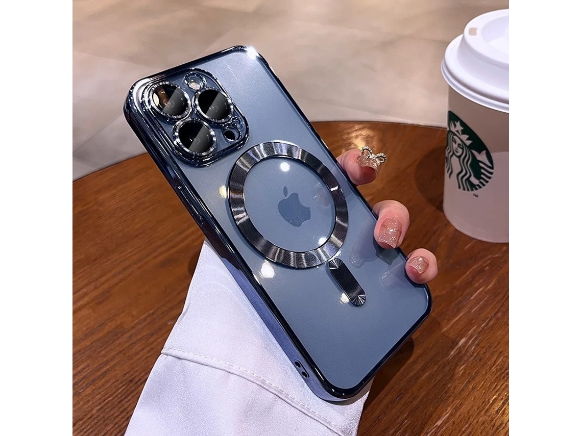 Capa Para Iphone 17 Pro Max Peak Blue Com Película Protetora Transparente E Revestimento Eletroplástico.