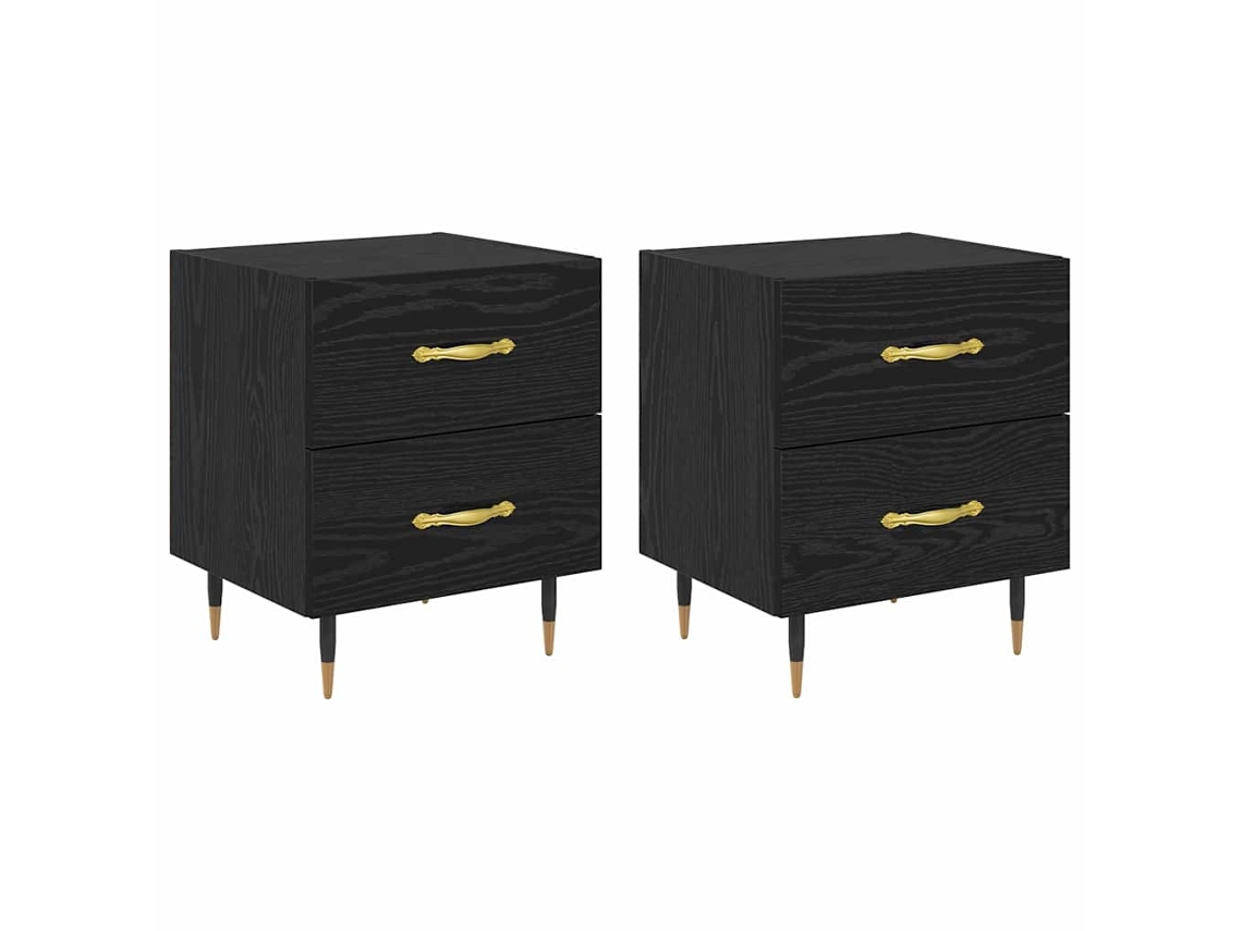 Conjunto de Armário de Cabeceira 2 Pcs Carvalho Preto 40x35x47,5 cm MAISON EXCLUSIVE
