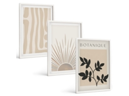 Conjunto De Pinturas Padrões Abstratos De Plantas Espelharte (3 Peças 40x60 Cm)