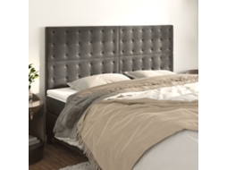 Vidaxl Cabeceira Cinza Escuro 200x5x118/128 Cm Veludo