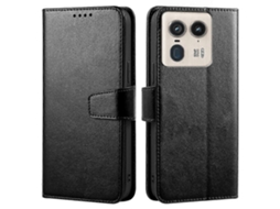 Capa De Couro Com Suporte Para Cartão E Carteira Para Motorola Edge 50 Ultra 5g / Moto X50 Ultra 5g, Preta