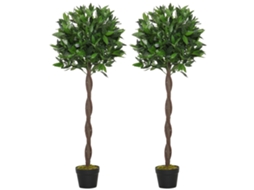 Topiary Louros Artificiais 1, Na Cor Preto E Verde, Com Design Prático E Funcional, Acabamento Cuidado