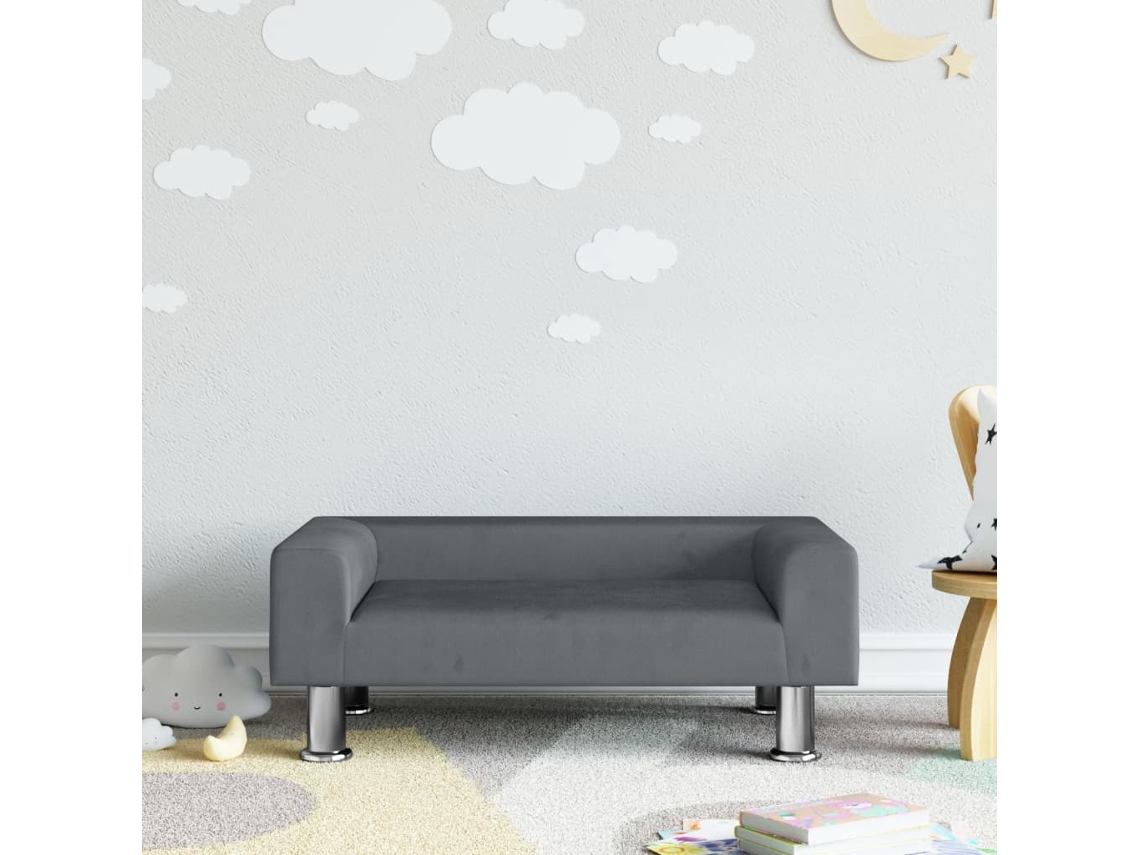 Sofá Infantil | Sofá Para Crianças 70x45x26,5 Cm Veludo Cinzento Escuro Wsd510907 Lovely Home