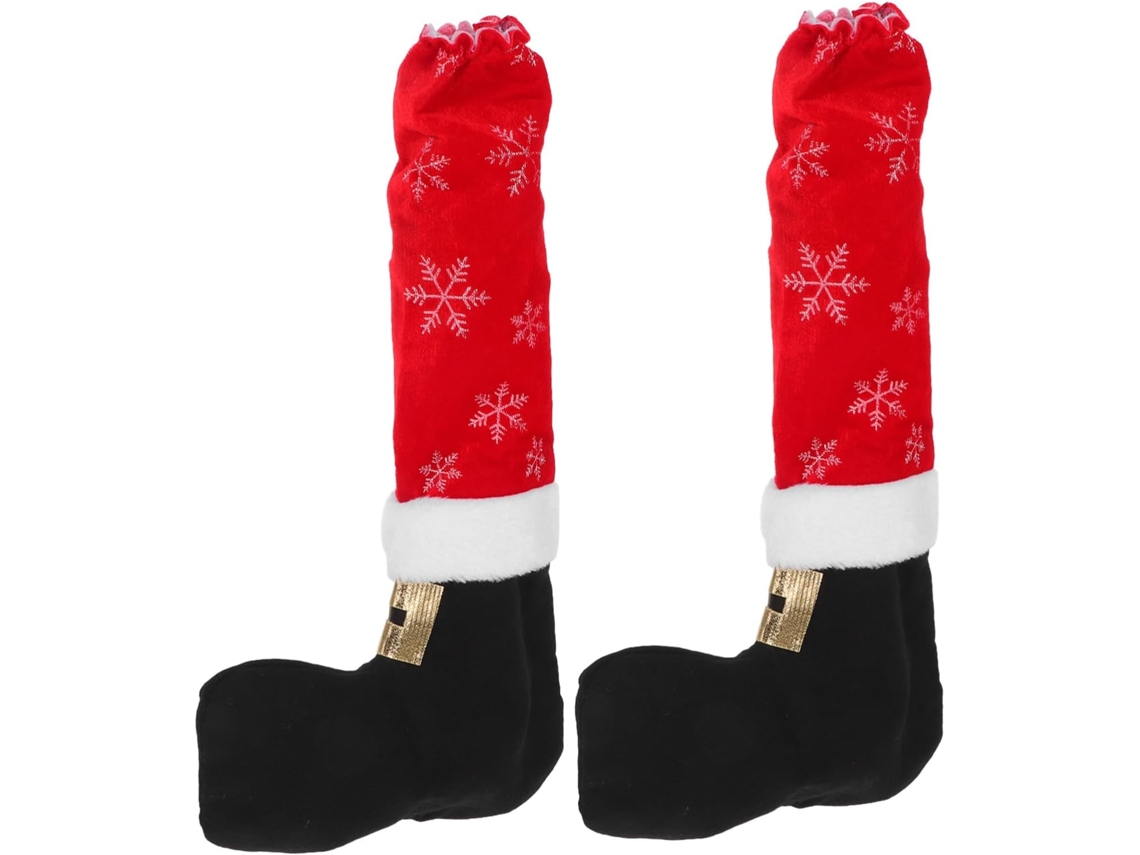 Conjunto De 2-protetores Pés Móveis Natalinos Com Papai Noel, Meias Decorativas Antiderrapantes Para Cadeiras E Mesas
