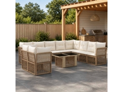 Vidaxl Conjunto De Sofá De Jardim 11 Unid. Bege Vime Pe