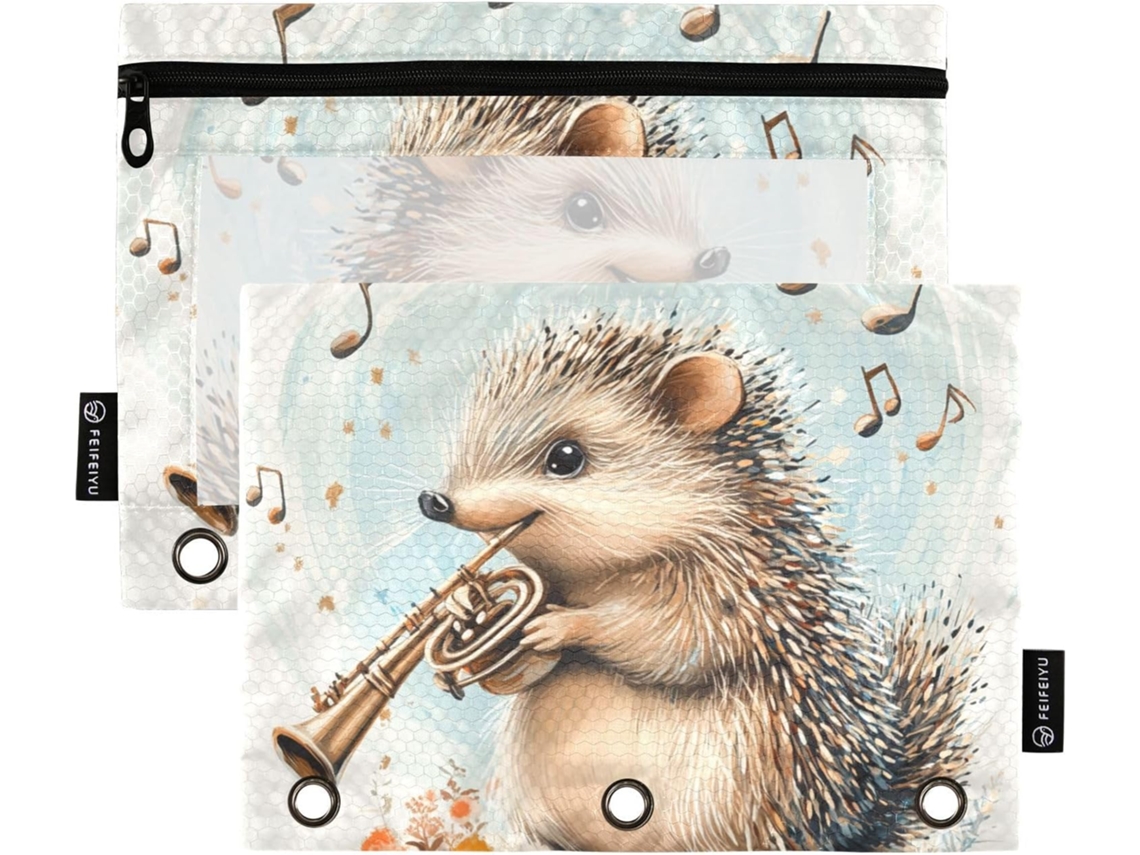 Royal Hedgehog Pasta Partituras Com Janela Transparente, Estojo Grande Com Ilhós Reforçados E Fecho De Zíper