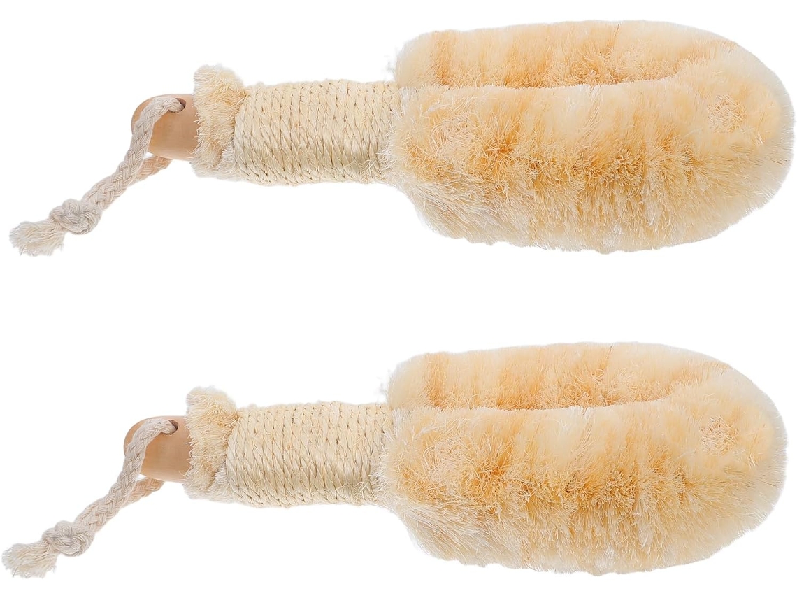 Conjunto De 2 Escovas Corporais Sisal Natural, Escovas De Banho Esfoliantes Grandes, Escova De Limpeza Para As Costas