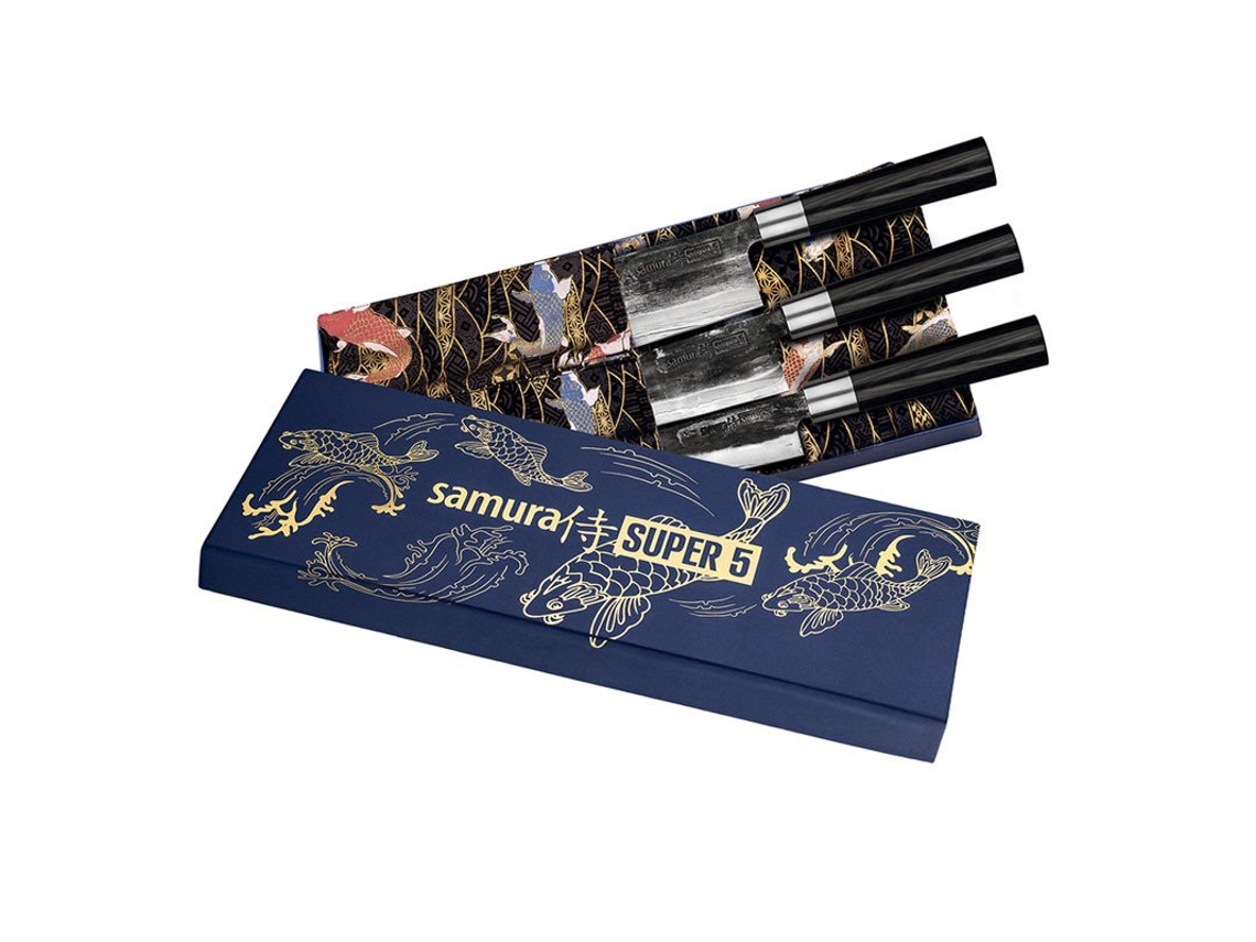 Conjunto Presente 3 Facas para Cozinha Japonesas Super 5 SAMURA