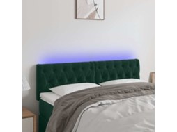 Vidaxl Cabeceira De Cama C/luzes Led Veludo 160x7x78/88cm Verde-escuro