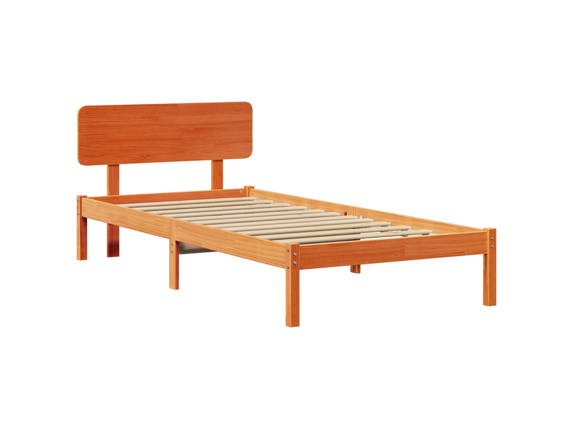 Conjunto 1 Estrutura De Cama De Madeira Vidaxl Castanho Madeira De Pinho Maciça (100 X 200 Cm)