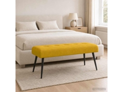 Vidaxl Banco Com Botões Estofados Amarelo 110 X 40 X 46 Cm Veludo