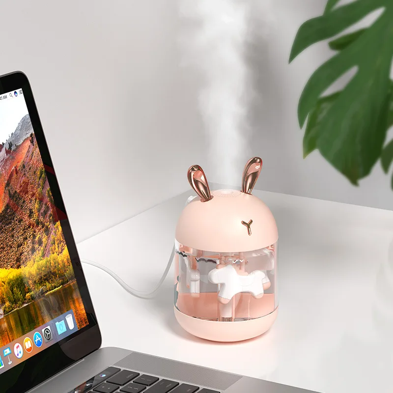 (rosa, Usb) Umidificador De Ar Com Difusor De Aromas E Luz, 300ml
