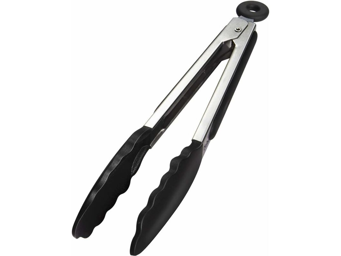 Pinças de cozinha de silicone Slowmoose de 18 cm, pretas