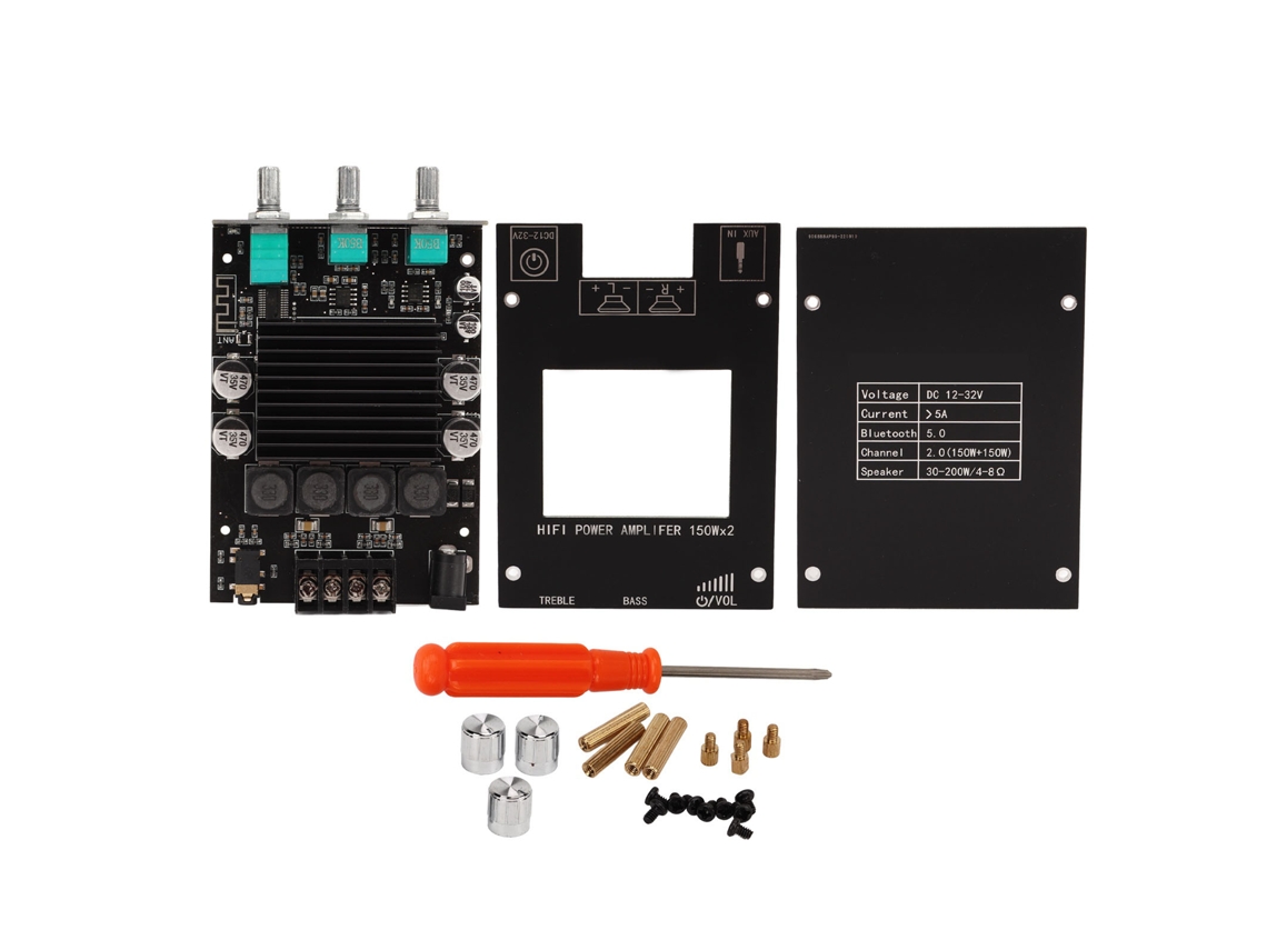Placa De Amplificador De Áudio Bluetooth 2.0 Canais Com Chip Tda7498e 150wx2 Módulo Dc12-32v Controle De Grave E Agudo