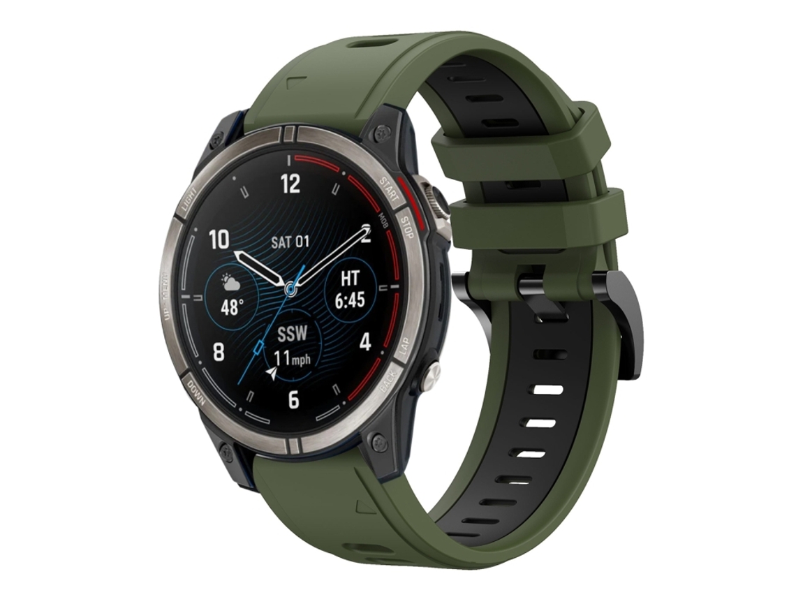 Bracelete para Garmin Quatix 7 Pro Silicone Esportivo Duas Cores Verde Exército + Preto XIAOMOYU (22mm)