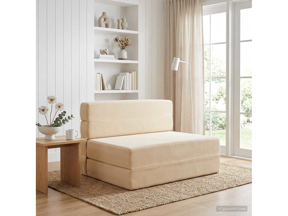 Vidaxl Sofá Cama Dobrável Creme 70 X 72 X 60 Cm Tecido