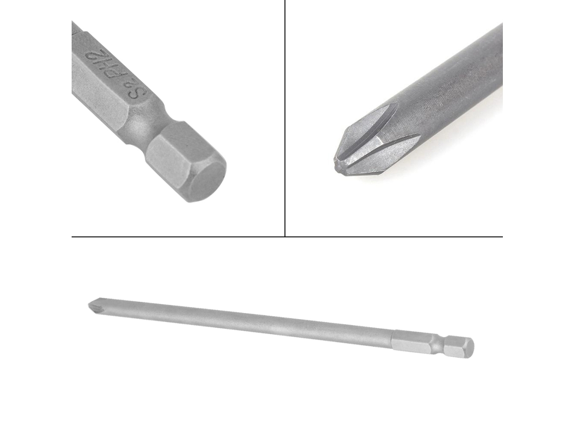 Chave de impacto Ph2, haste de 150 mm, encaixe hexagonal cônico de 1/4", aço S2 reforçado