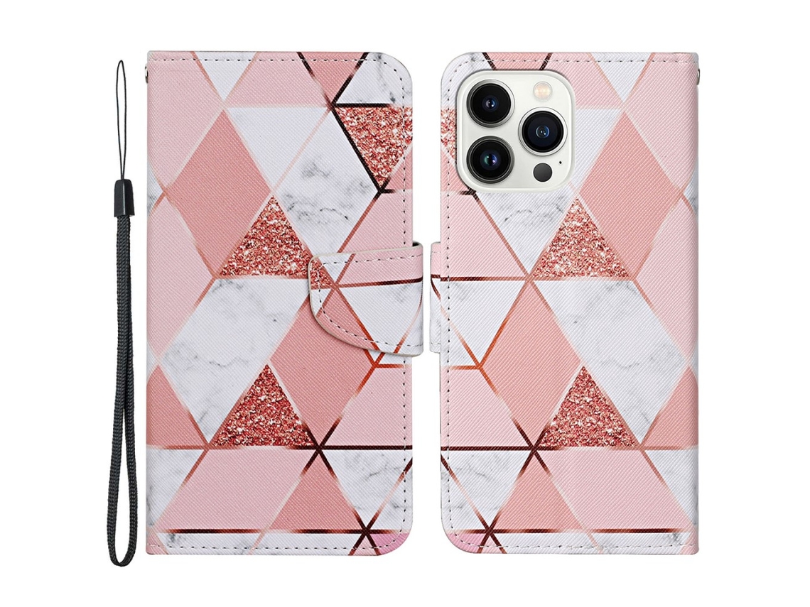 Capa Em Couro Pu Para Apple Iphone 16 Pro - Mármore