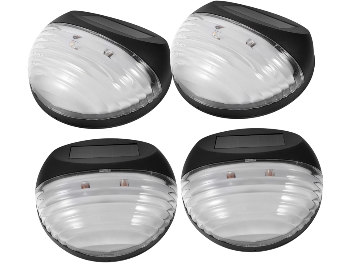 Conjunto De 4 Luminárias Solares Externas Pretas À Prova D'água Ip65 Em Abs Para Iluminação De Jardim E Caminho.