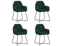 Conjunto 4 Cadeiras De Jantar Vidaxl Verde Veludo (55 X 50 X 84 Cm)