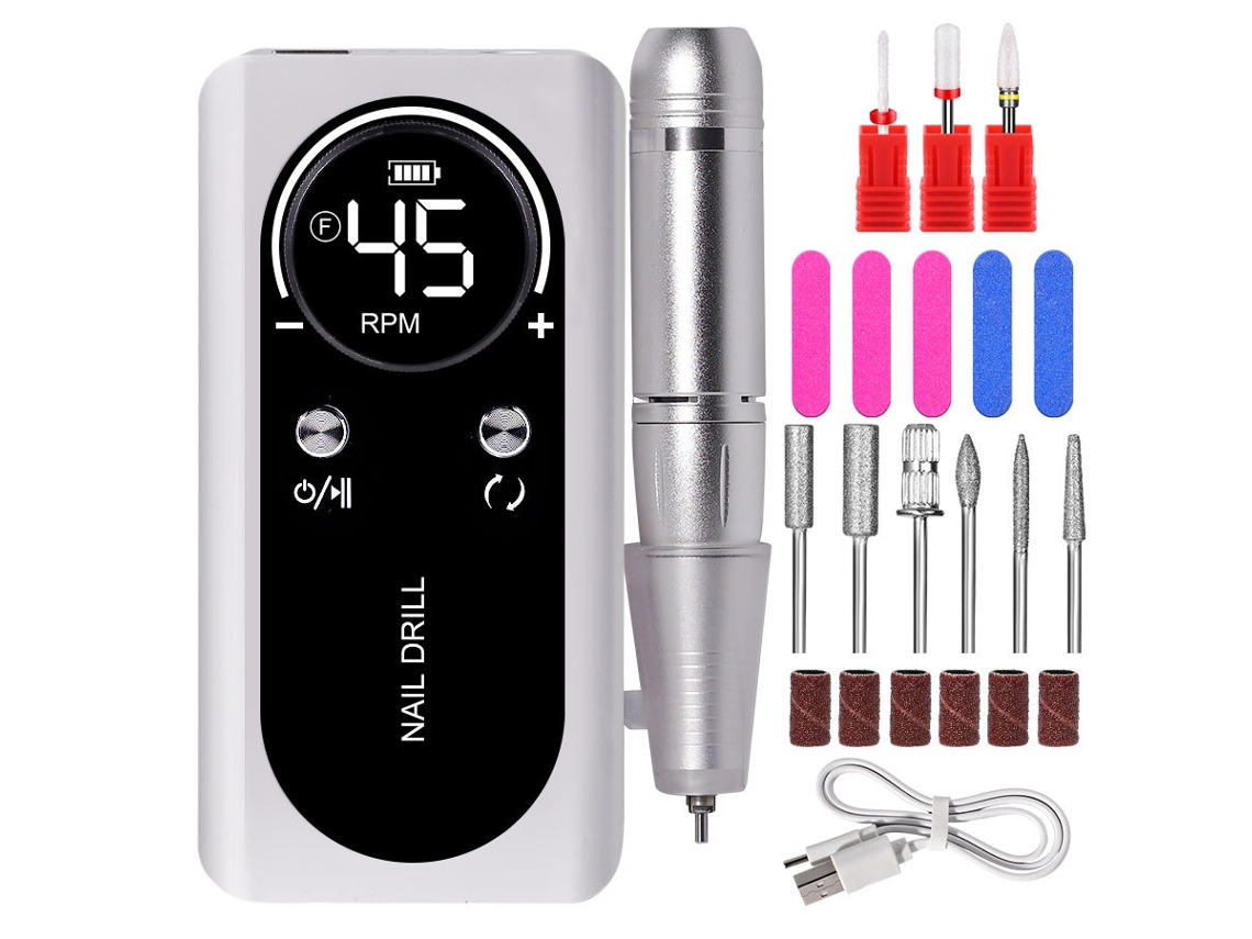 Lixa De Unhas Profissional, Removedor De Esmalte Elétrico, Ferramenta De Lixa De Unhas Recarregável Sem Fioconjunto V2 Branco Yunzii