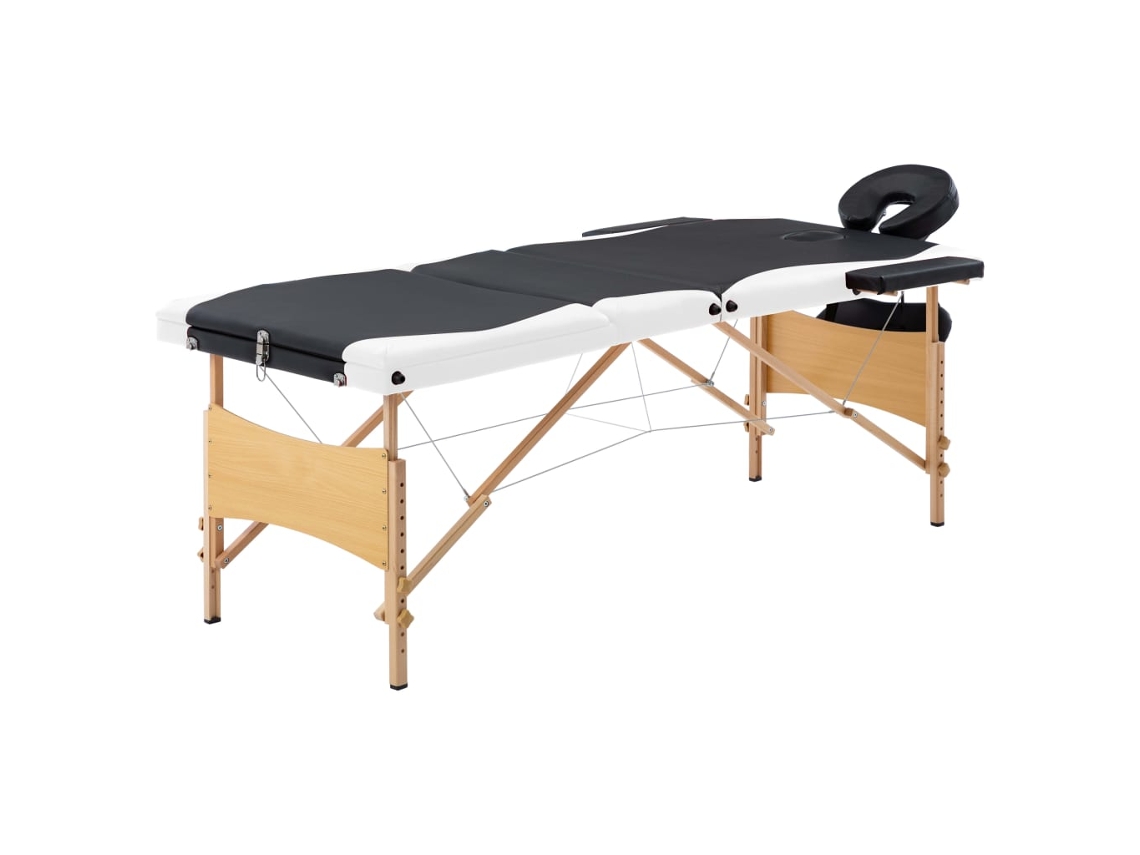 Vidaxl Mesa De Massagens Dobrável 3 Zonas Madeira Branco