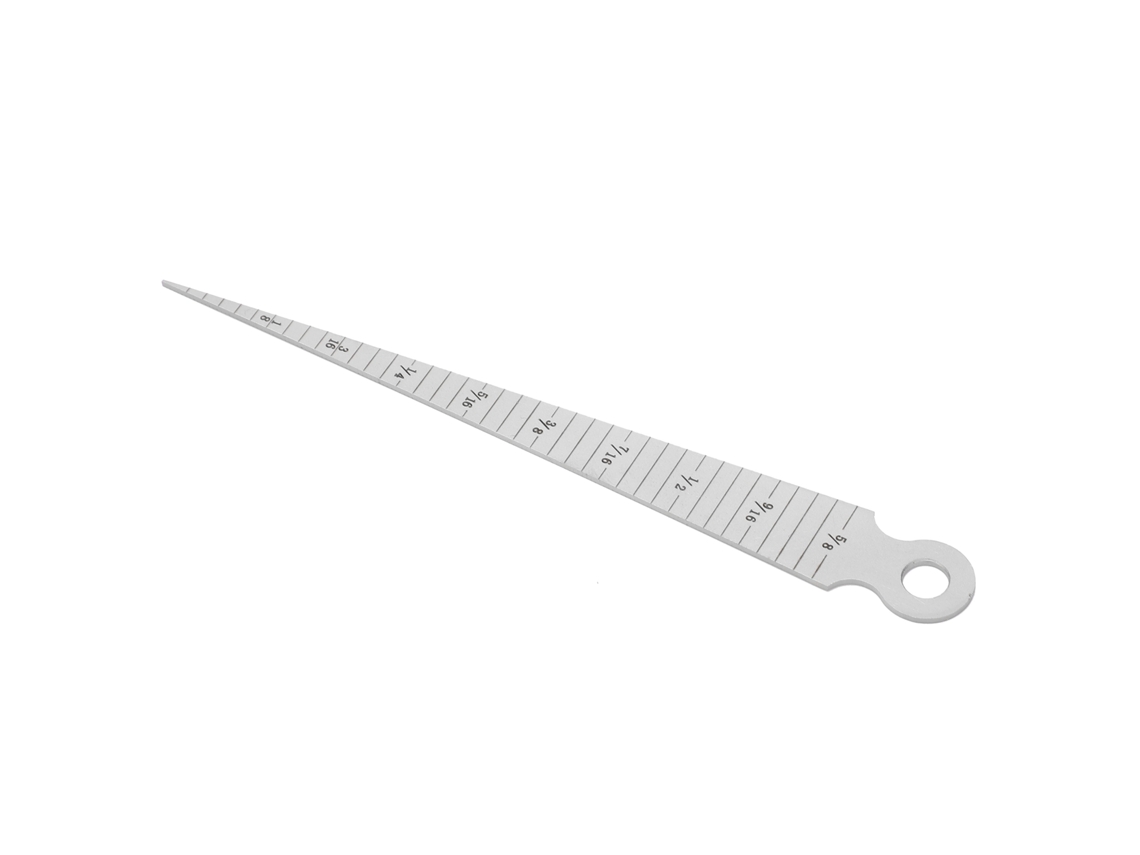 Calibre cônico de 1 a 15 mm em aço inoxidável CB02 para inspeção de furos com medidas métricas/imperiais