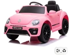 Volkswagen Beetle Carro Elétrico Infantil 1 A 4 Anos – Carro Infantil 12v Com Telecomando, Portas Funcionais &amp; Arranque Suave – Rosa