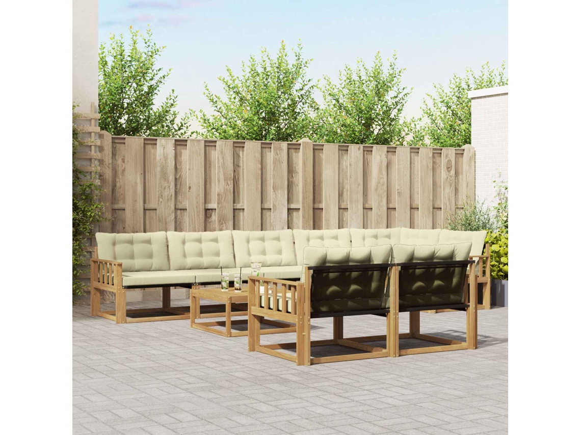 Vidaxl Conjunto De Sofás Para Exterior 9 Unid. Branco E Creme