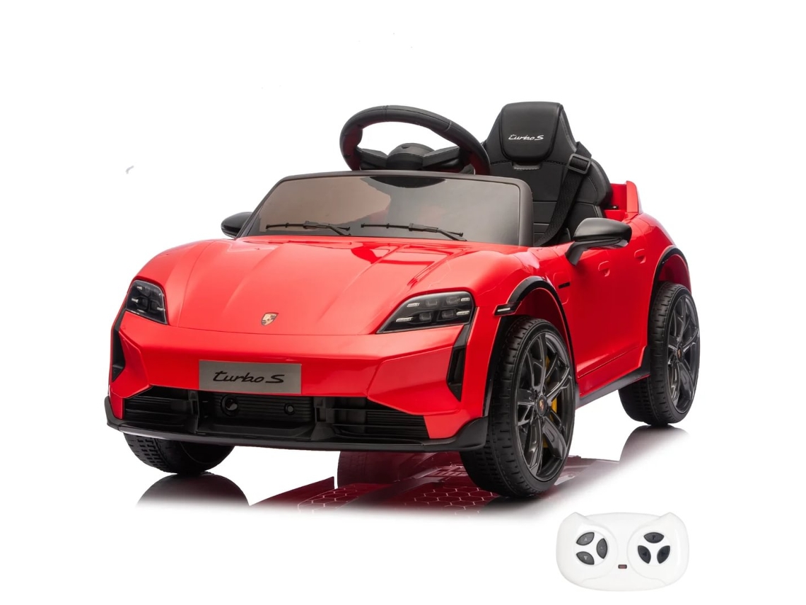 Porsche Taycan Turbo S 12v Carro Elétrico Infantil De 1 A 5 Anos – Carro Desportivo De Luxo Com Telecomando, Led &amp; Arranque Suave – Vermelho
