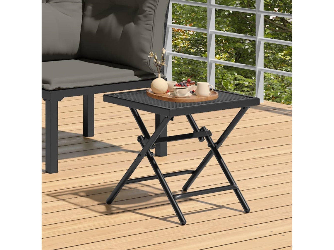 Mesa Dobrável Jardim 38x38x38 Cm Malha de Aço Antracite HARLANV1
