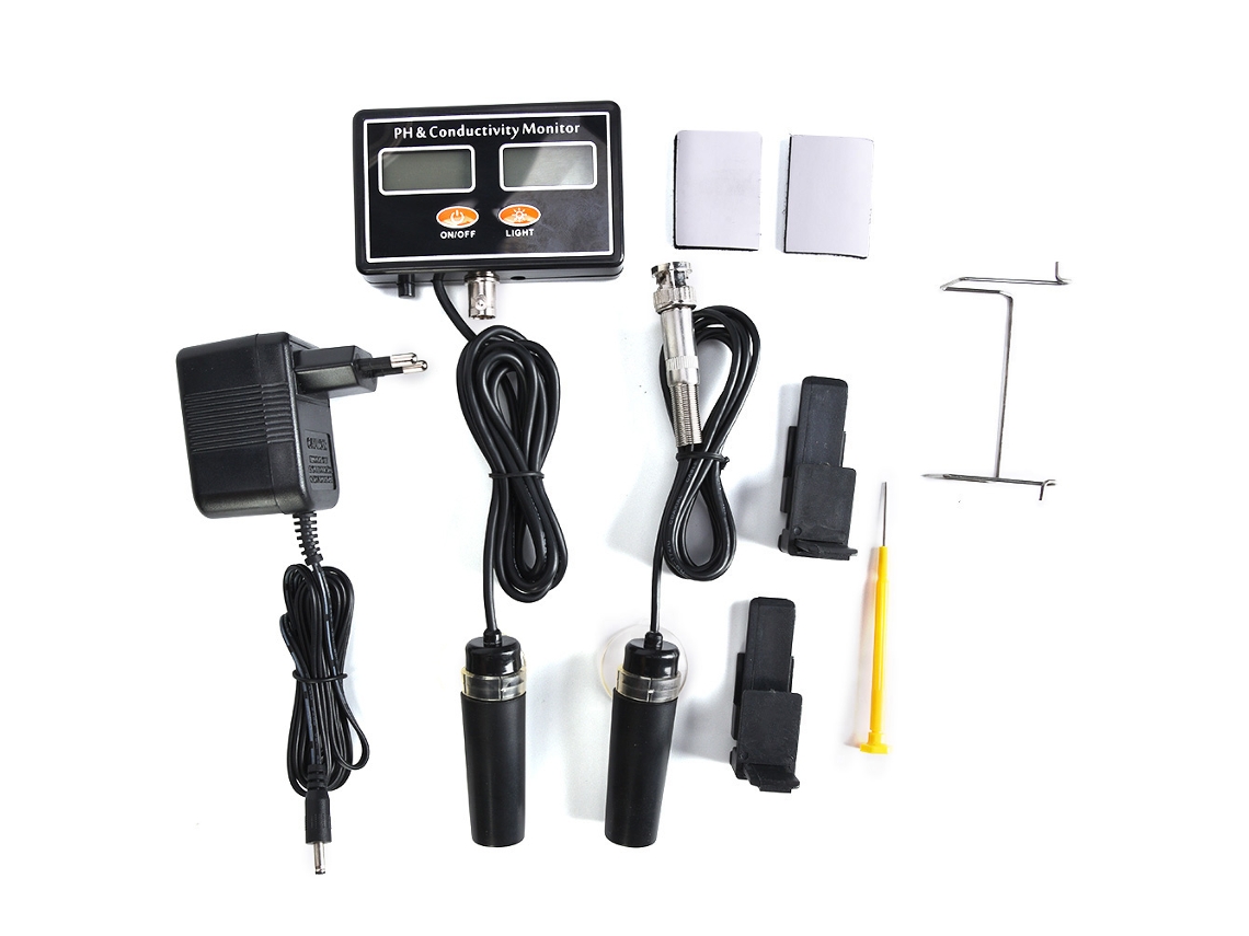 Medidor Online Ph Ec para Água com Sonda Substituível e Compensação Automática de Temperatura 220v Plug Eu