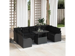 Vidaxl Conjunto De Sofá De Jardim 10 Unid. 9-número De Lugares Preto