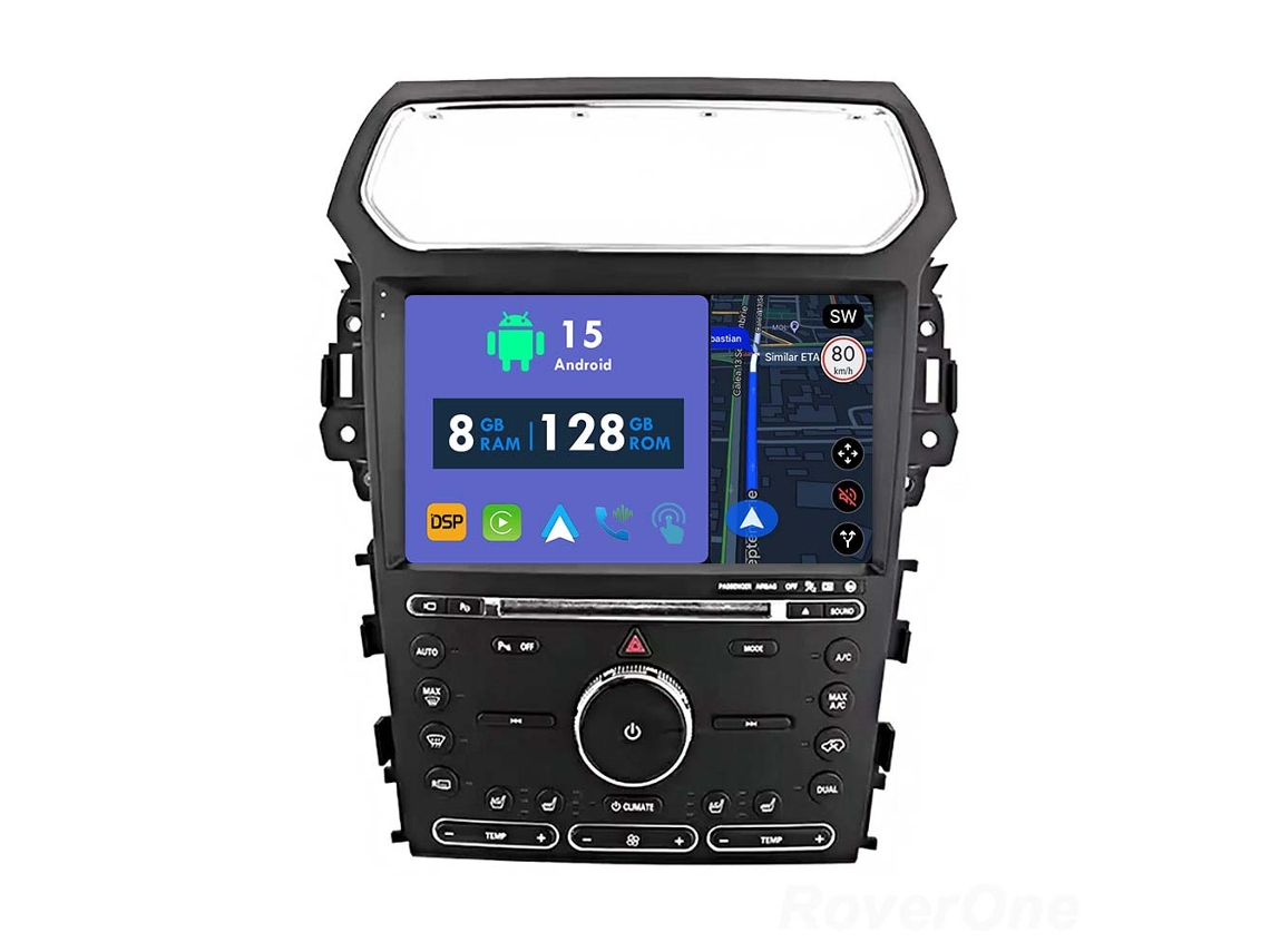 Auto Rádio Carro Bluetooth Autoradio 8GB RAM 128G ROM CarPlay Navegação GPS Ecrã Táctil RoverOne para Ford Explorer 5 2011 - 2019