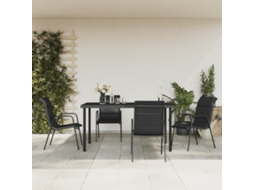 Vidaxl 5 Pcs Conjunto De Jantar Para Jardim Aço E Textilene Preto