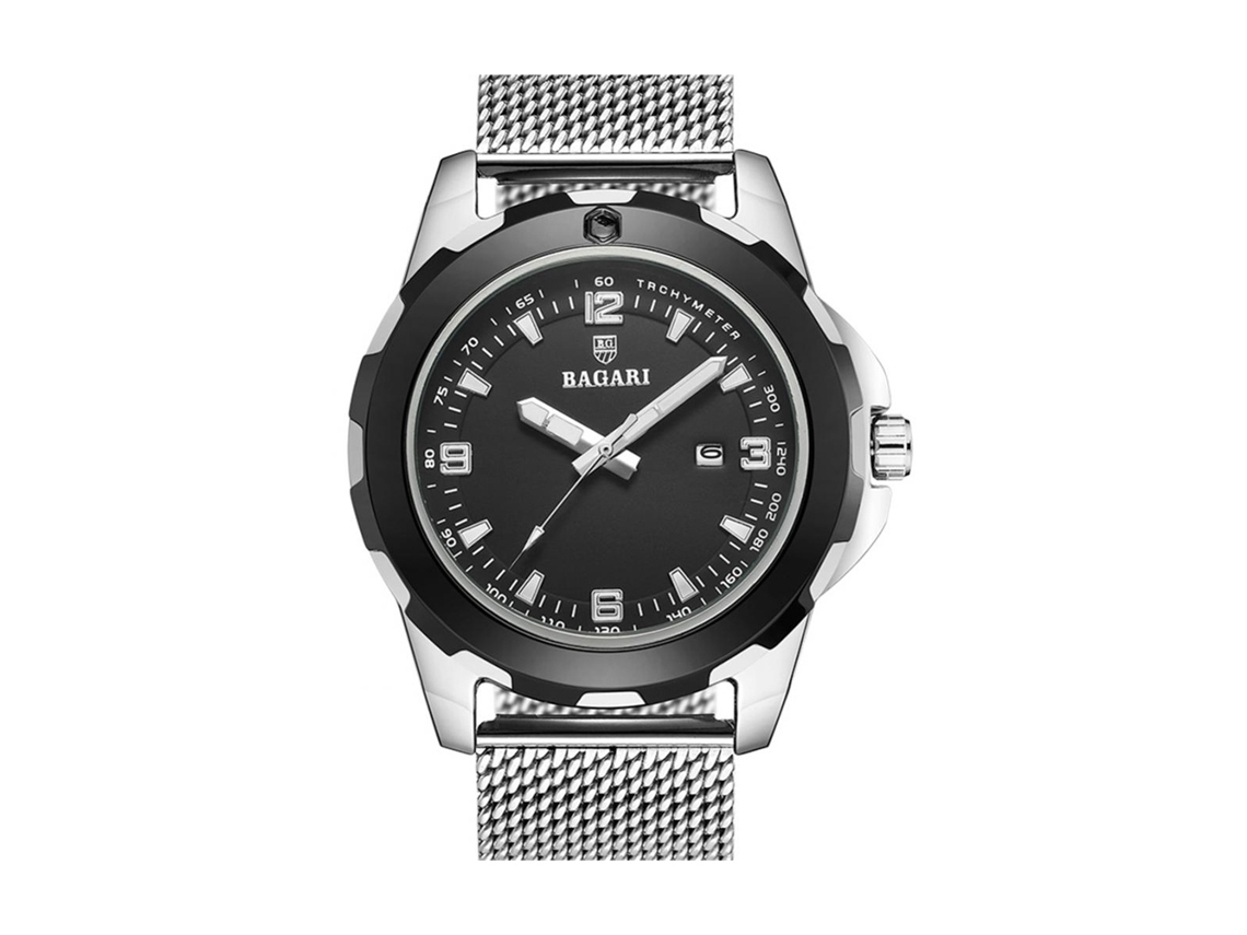 Relógio masculino de moda, em metal, resistente à água, com movimento de quartzo, esportivo, Bagari