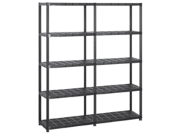 Unidade Com 5 Prateleiras 142x38x170 Cm Plástico Preto Lovely Home