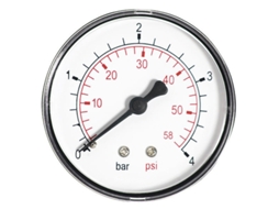 Manómetro de Pressão de 60mm e 6 Bar para Ar Óleo ou Água, Entrada Traseira 1/4 Bspt