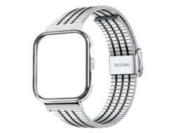 Bracelete para Huawei Watch Fit 4 Pro / Fit 4 / Fit 3 Aço Inoxidável Fivela de Sete Contas Estrutura Metálica Prateada e Preta XIAOMOYU