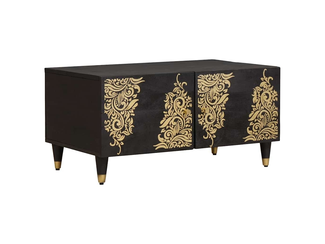 Vidaxl Mesa De Centro Preto 80 X 50 X 40 Cm Madeira De Manga Maciça