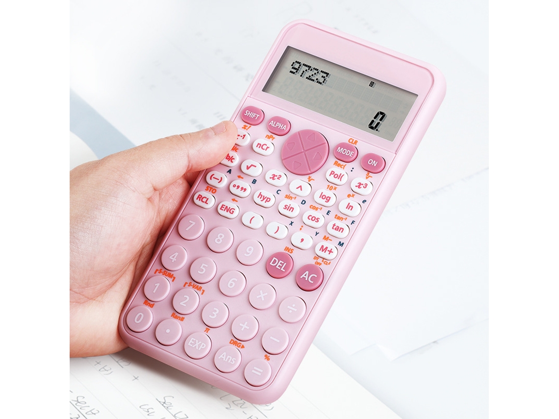 Calculadora Científica Eletrônica Rosa com Tela para Estudantes Universitários, Ideal para Escritório, Estudos, Contabilidade e Concursos BRILVIBERA