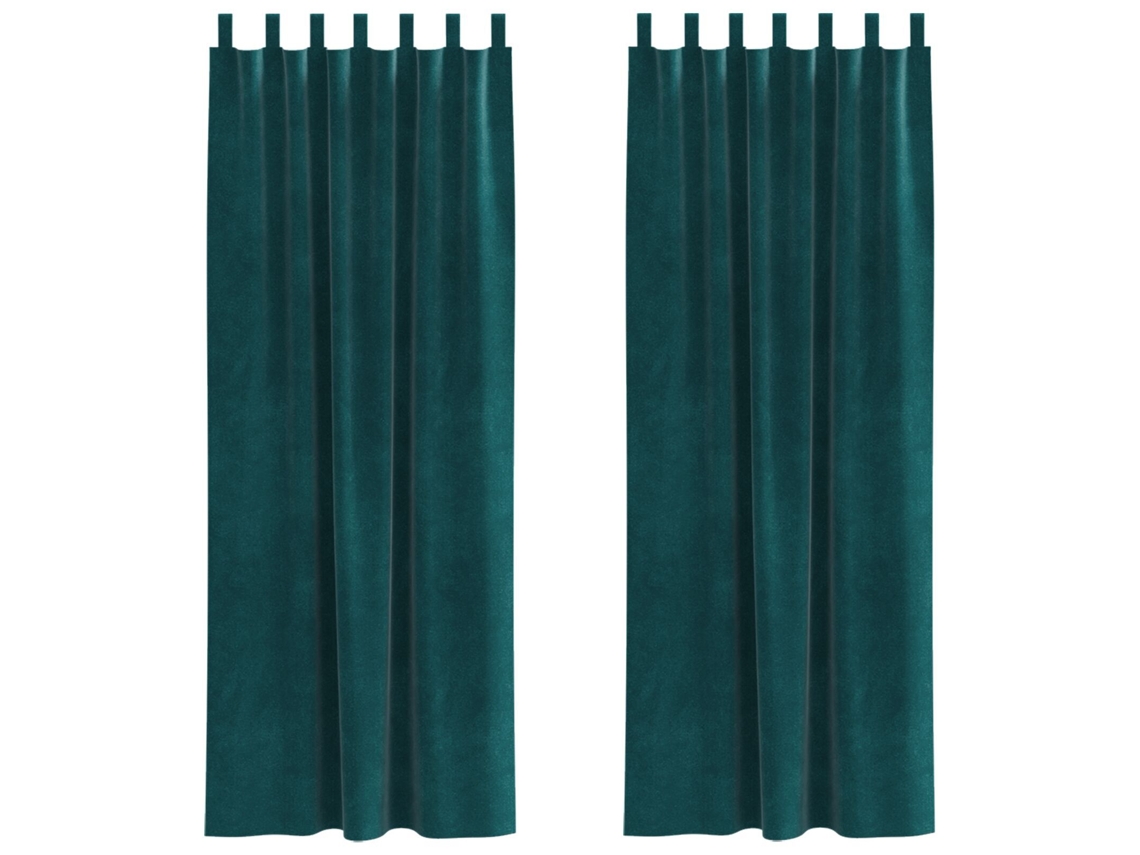 Conjunto 2 Cortinas Opacas Vidaxl Verde Veludo (140 X 260 Cm)