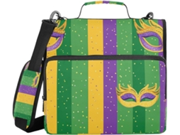 Máscaras De Carnaval Pasta 3 Argolas Com Fecho Zíper, Pasta Escolar Com Alça E De Ombro Removível, Inclui Bolso Com