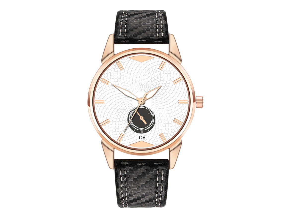 Relógio de Pulso Masculino de Quartzo com Pulseira Pu Estilo Moderno e Simples Branco