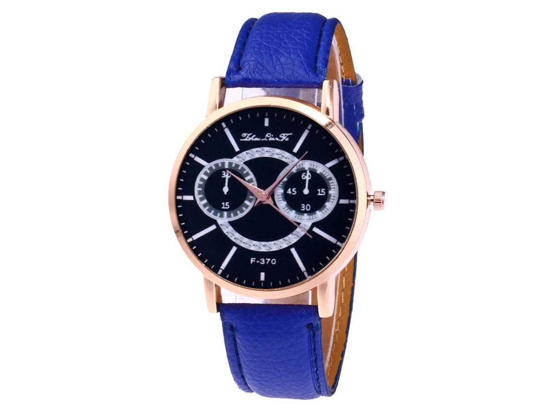 Reloj De Moda Casual Unisex De Cuarzo Con Correa De Cuero Zhoulianfa (azul)